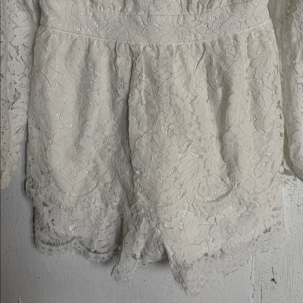 Fashion Nova White Lace Long Sleeve Romper, Fits S/M - Picture 11 of 12